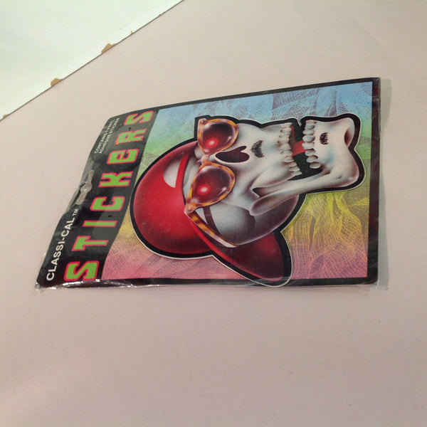 Vintage 1990's NOS Classi-Cal Vinyl Adhesive Sticker Reverse Ball Cap Shades Goatee Skull