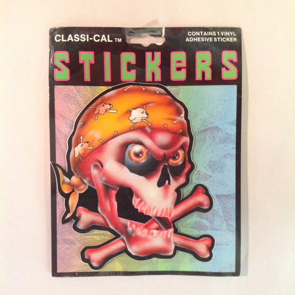Vintage 1990's NOS Classi-Cal Vinyl Adhesive Sticker Skull Crossbones Bad Dog Do-Rag