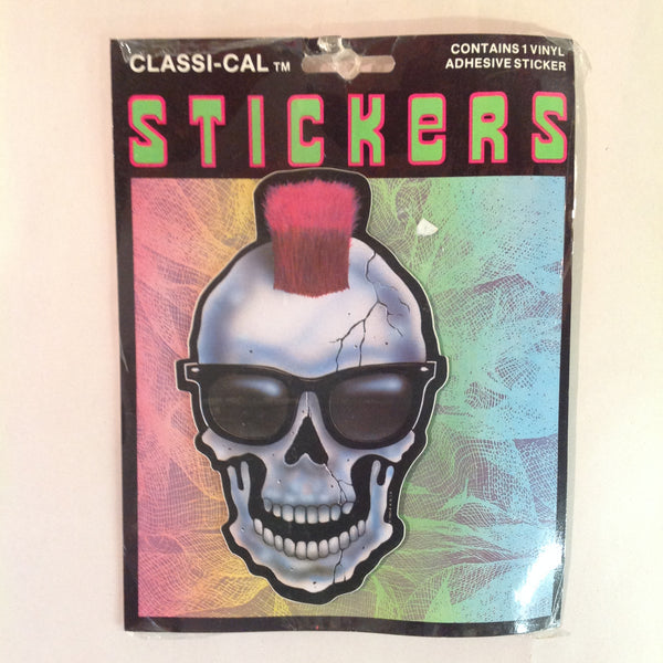 Vintage 1990's NOS Classi-Cal Vinyl Adhesive Sticker Dead Punk Cracked Skull Mohawk in Shades