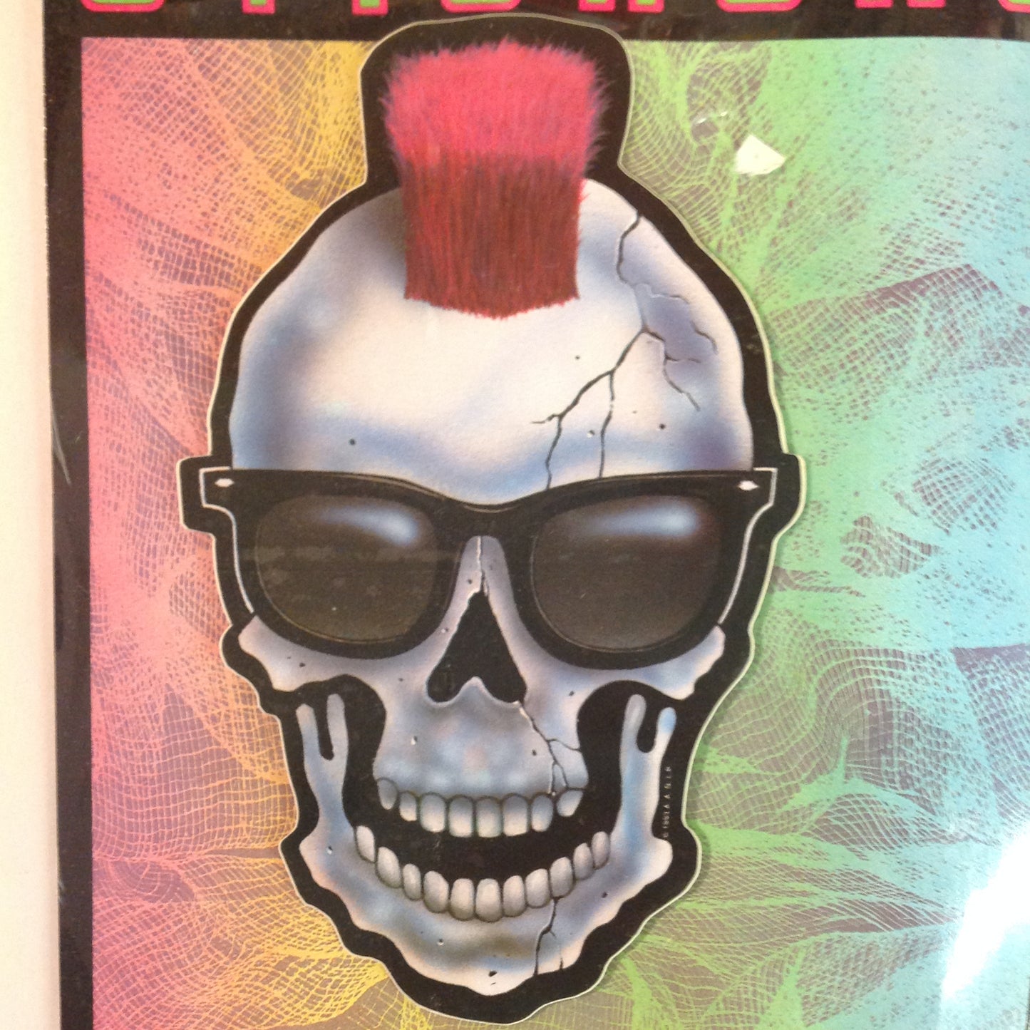 Vintage 1990's NOS Classi-Cal Vinyl Adhesive Sticker Dead Punk Cracked Skull Mohawk in Shades