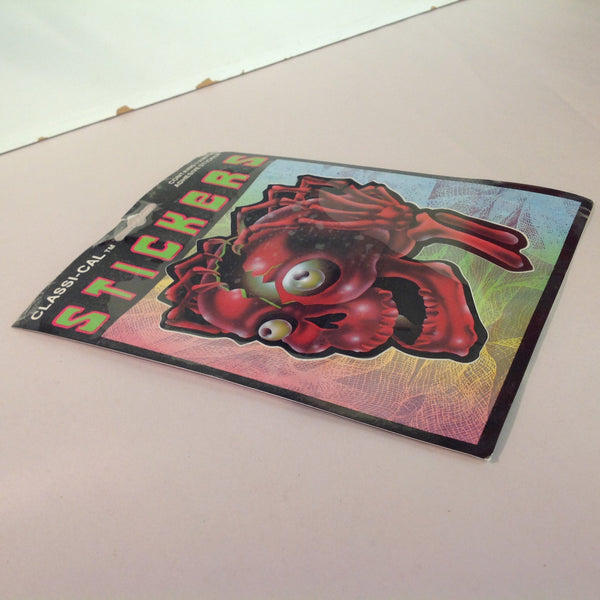 Vintage 1990's NOS Classi-Cal Vinyl Adhesive Sticker Crazed Red Cracking Skull Open