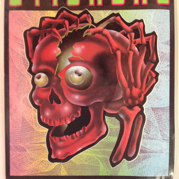 Vintage 1990's NOS Classi-Cal Vinyl Adhesive Sticker Crazed Red Cracking Skull Open