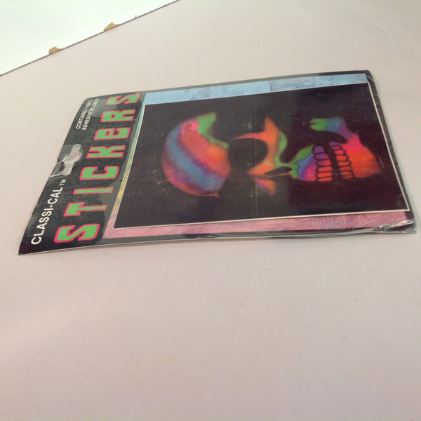 Vintage 1990's NOS Classi-Cal Vinyl Adhesive Sticker Negative Rainbow Skull