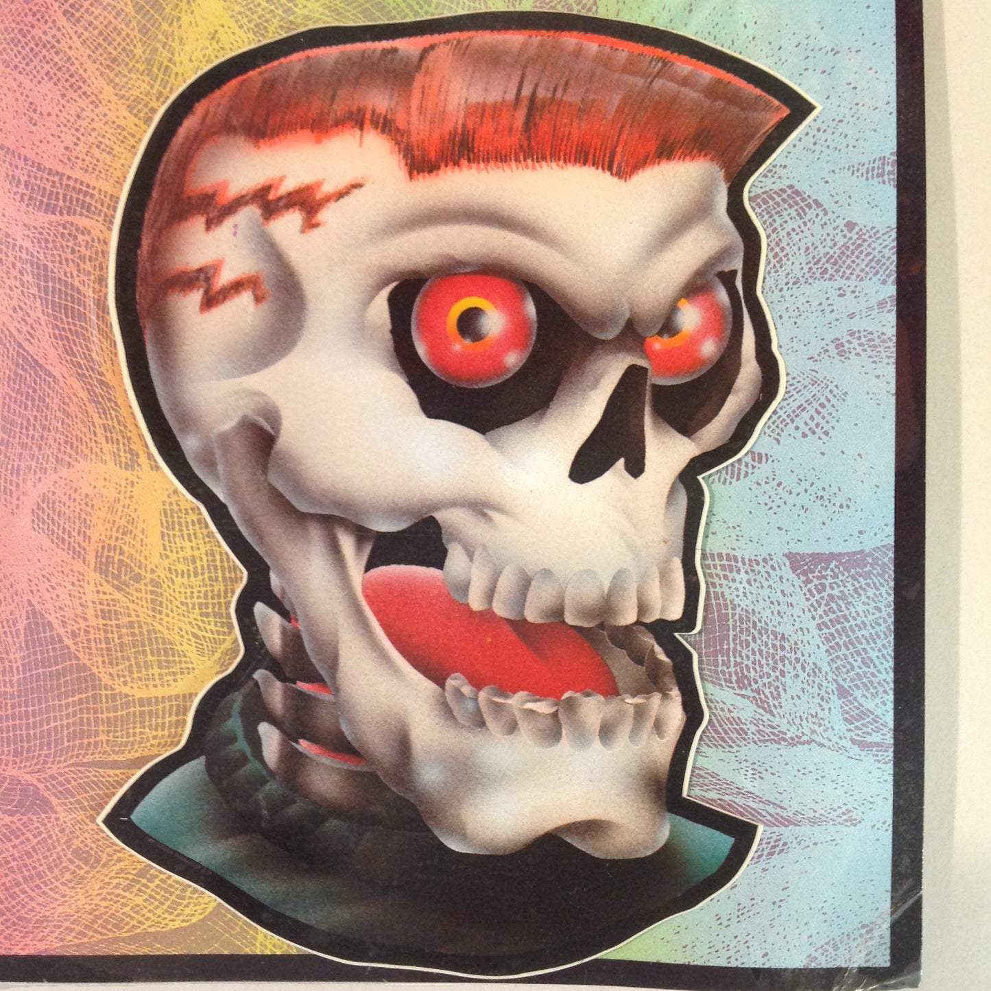 Vintage 1990's NOS Classi-Cal Vinyl Adhesive Sticker Red Eye Lightning Bolt Fade Haircut Skull