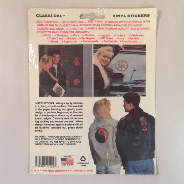 Vintage 1990's NOS Classi-Cal Vinyl Adhesive Sticker Reverse Rainbow Psychedelic Cap Skull