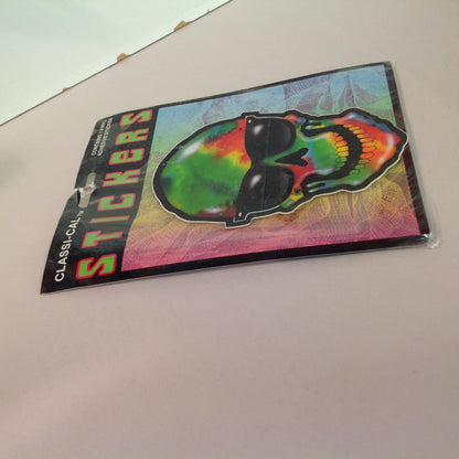 Vintage 1990's NOS Classi-Cal Vinyl Adhesive Sticker Tie Dye Skull in Shades