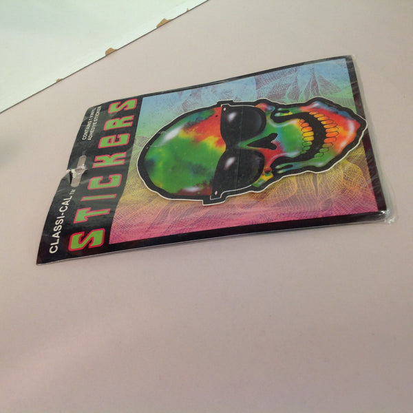 Vintage 1990's NOS Classi-Cal Vinyl Adhesive Sticker Tie Dye Skull in Shades