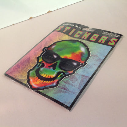 Vintage 1990's NOS Classi-Cal Vinyl Adhesive Sticker Tie Dye Skull in Shades