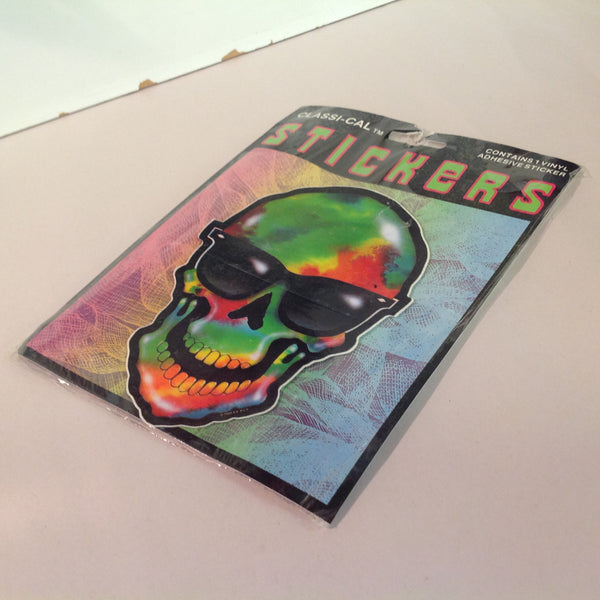 Vintage 1990's NOS Classi-Cal Vinyl Adhesive Sticker Tie Dye Skull in Shades