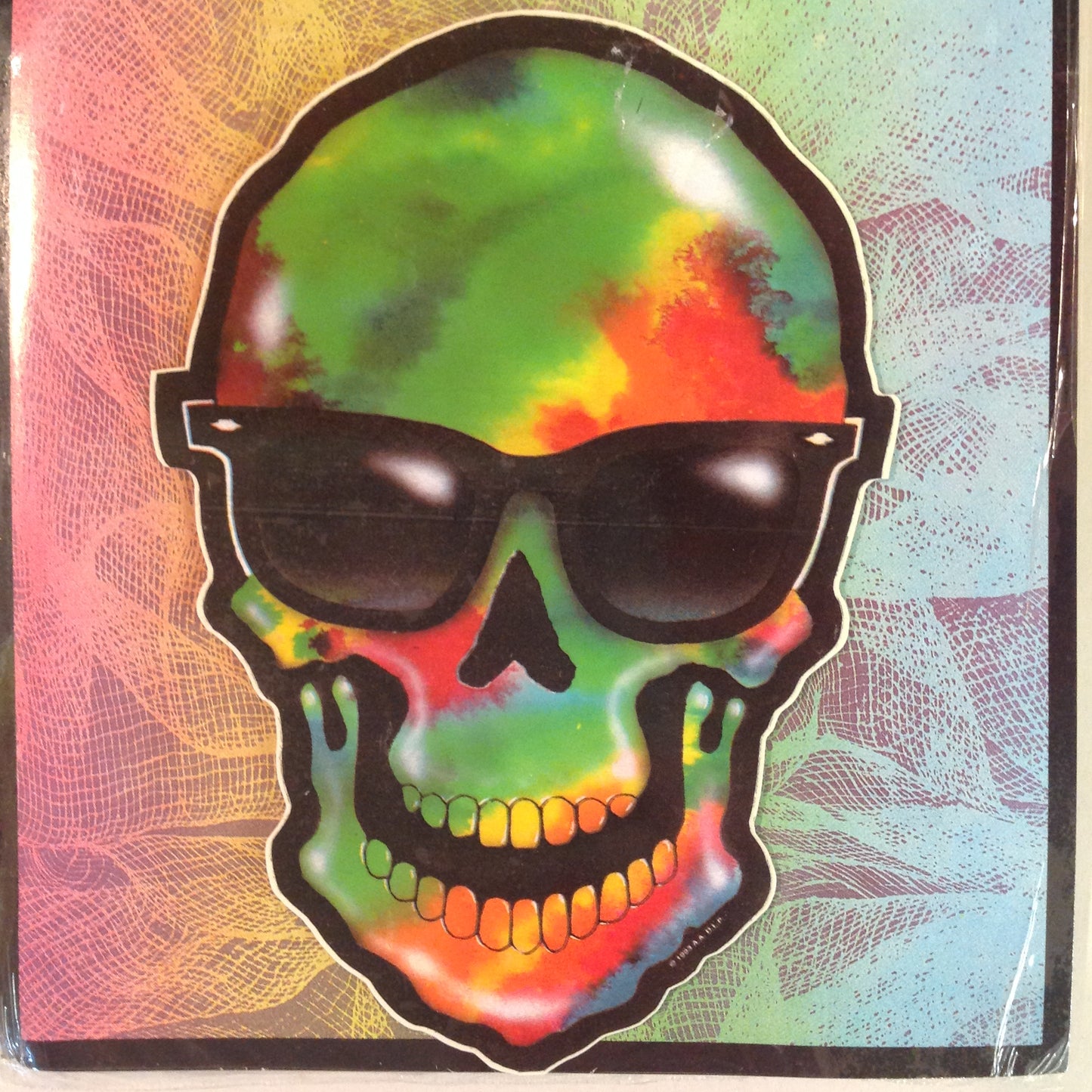 Vintage 1990's NOS Classi-Cal Vinyl Adhesive Sticker Tie Dye Skull in Shades