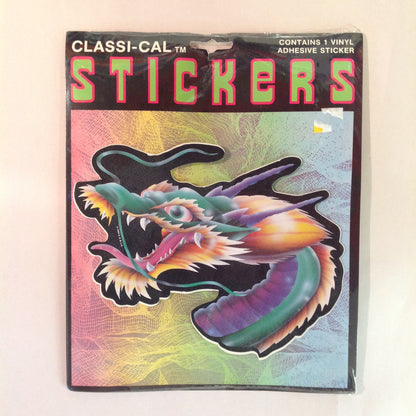 Vintage 1990's NOS Classi-Cal Vinyl Adhesive Sticker Roaring Chinese Dragon Head