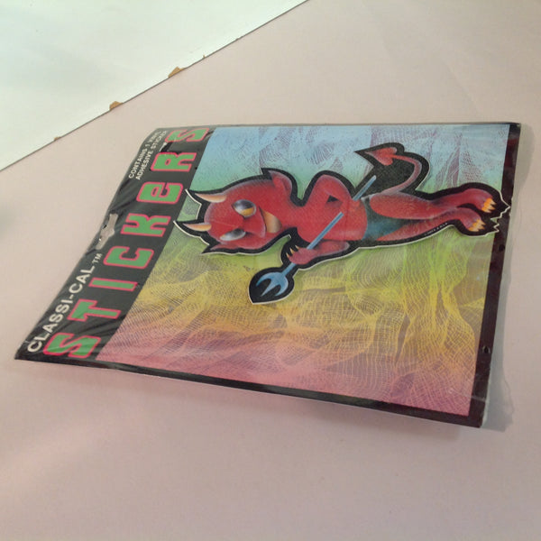 Vintage 1990's NOS Classi-Cal Vinyl Adhesive Sticker Smirking Little Devil with Pitchfork