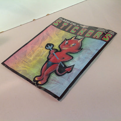 Vintage 1990's NOS Classi-Cal Vinyl Adhesive Sticker Smirking Little Devil with Pitchfork