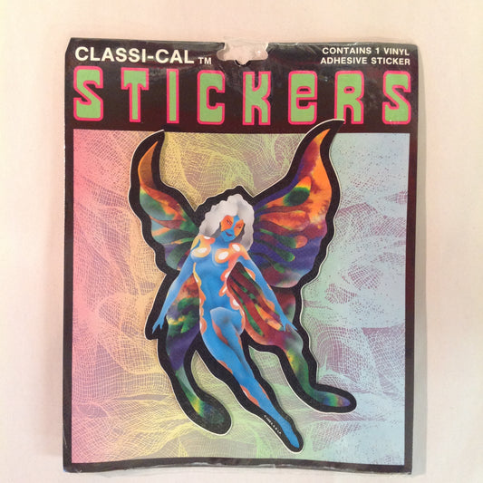 Vintage 1990's NOS Classi-Cal Vinyl Adhesive Sticker Van Art Blue Fairy Rainbow Wings