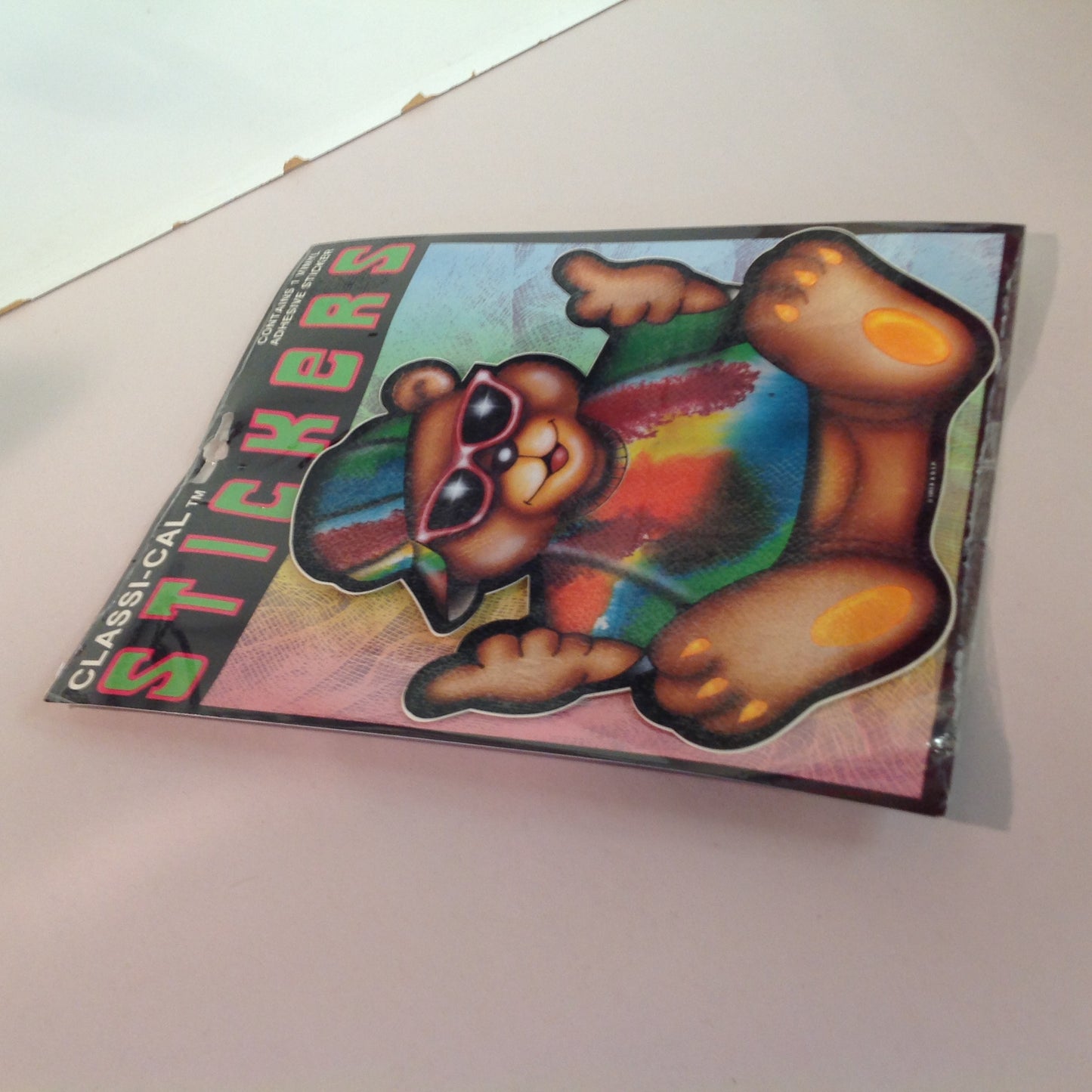 Vintage 1990's NOS Classi-Cal Vinyl Adhesive Sticker Rasta Deadhead Thumbs Up Teddy Bear in Shades