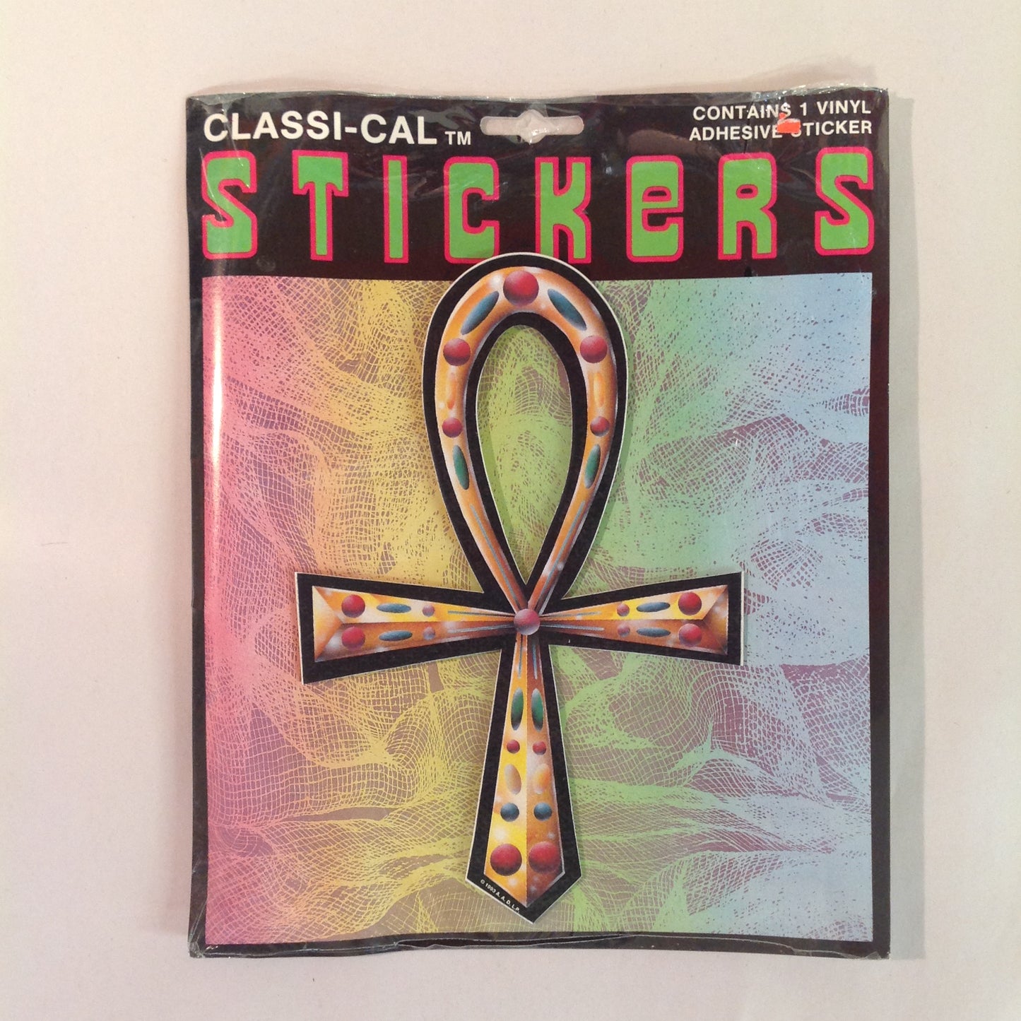 Vintage 1990's NOS Classi-Cal Vinyl Adhesive Sticker Jeweled Ankh