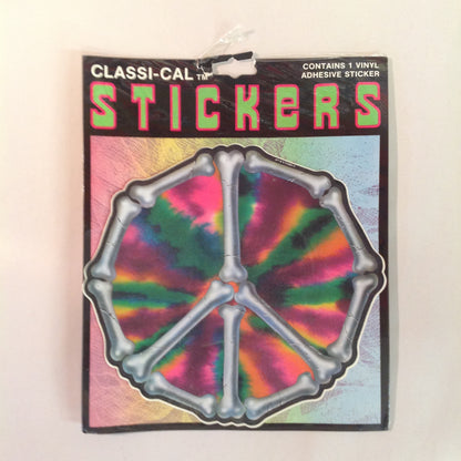 Vintage 1990's NOS Classi-Cal Vinyl Adhesive Sticker Interlocking Bone Peace Symbol on Tie Dye