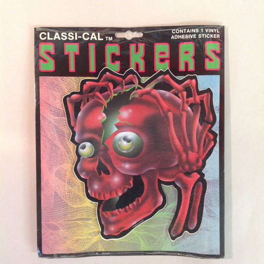 Vintage 1990's NOS Classi-Cal Vinyl Adhesive Sticker Crazed Cracking Open Red Skull