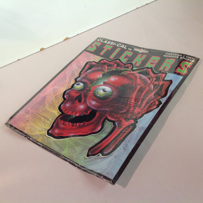 Vintage 1990's NOS Classi-Cal Vinyl Adhesive Sticker Crazed Cracking Open Red Skull