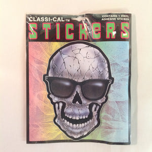 Vintage 1990's NOS Classi-Cal Vinyl Adhesive Sticker Crackled Skull Ray Bans Shades