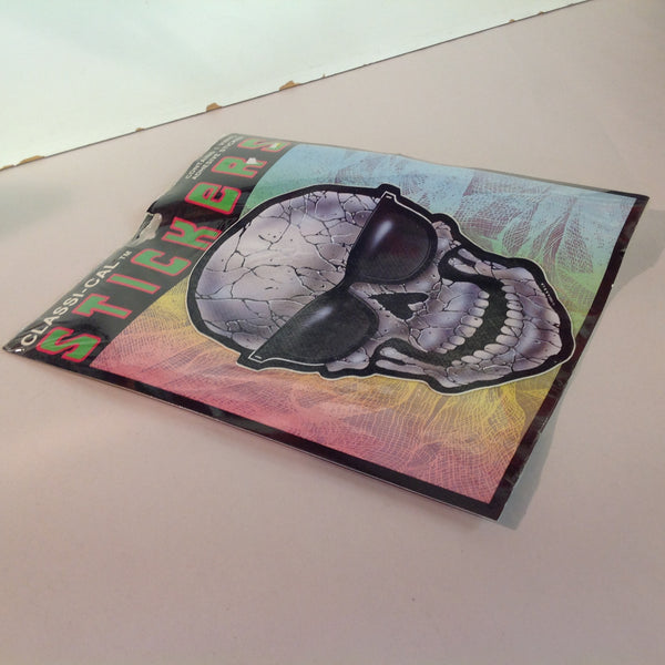 Vintage 1990's NOS Classi-Cal Vinyl Adhesive Sticker Crackled Skull Ray Bans Shades