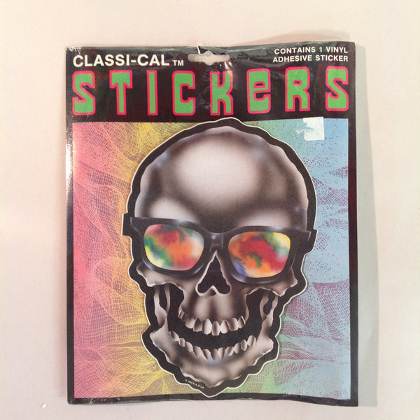 Vintage 1990's NOS Classi-Cal Vinyl Adhesive Sticker Skull Tie Dye Shades Reflection