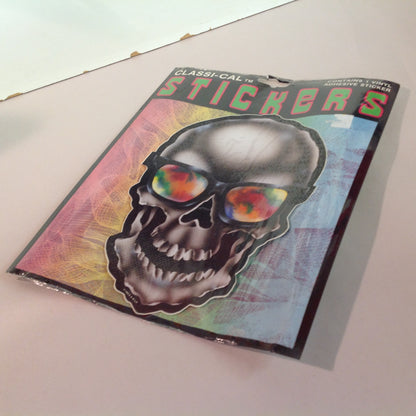 Vintage 1990's NOS Classi-Cal Vinyl Adhesive Sticker Skull Tie Dye Shades Reflection