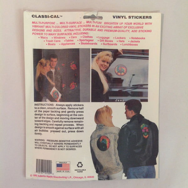 Vintage 1990's NOS Classi-Cal Vinyl Adhesive Sticker Skull Tie Dye Shades Reflection