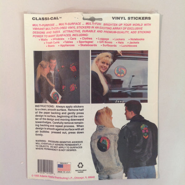 Vintage 1990's NOS Classi-Cal Vinyl Adhesive Sticker Rainbow Striped Skull Ray Bans Shades