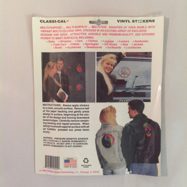 Vintage 1990's NOS Classi-Cal Vinyl Adhesive Sticker Tie-Dye Skull Ray Bans Shades