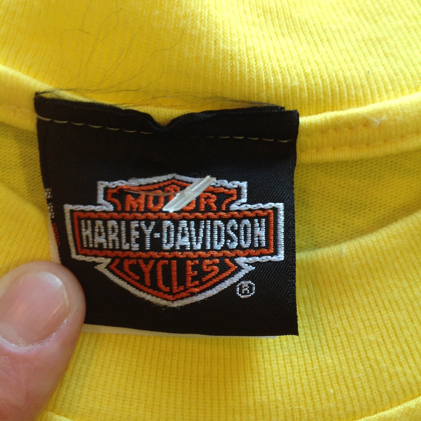 Vintage Official Skip Fordyce Riverside California Harley Davidson XL (46-48) Yellow Cotton T-Shirt