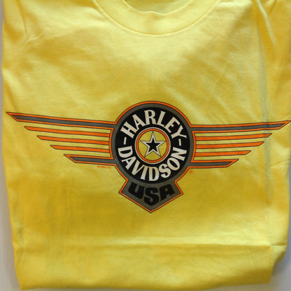 Vintage Official Skip Fordyce Riverside California Harley Davidson XL (46-48) Yellow Cotton T-Shirt