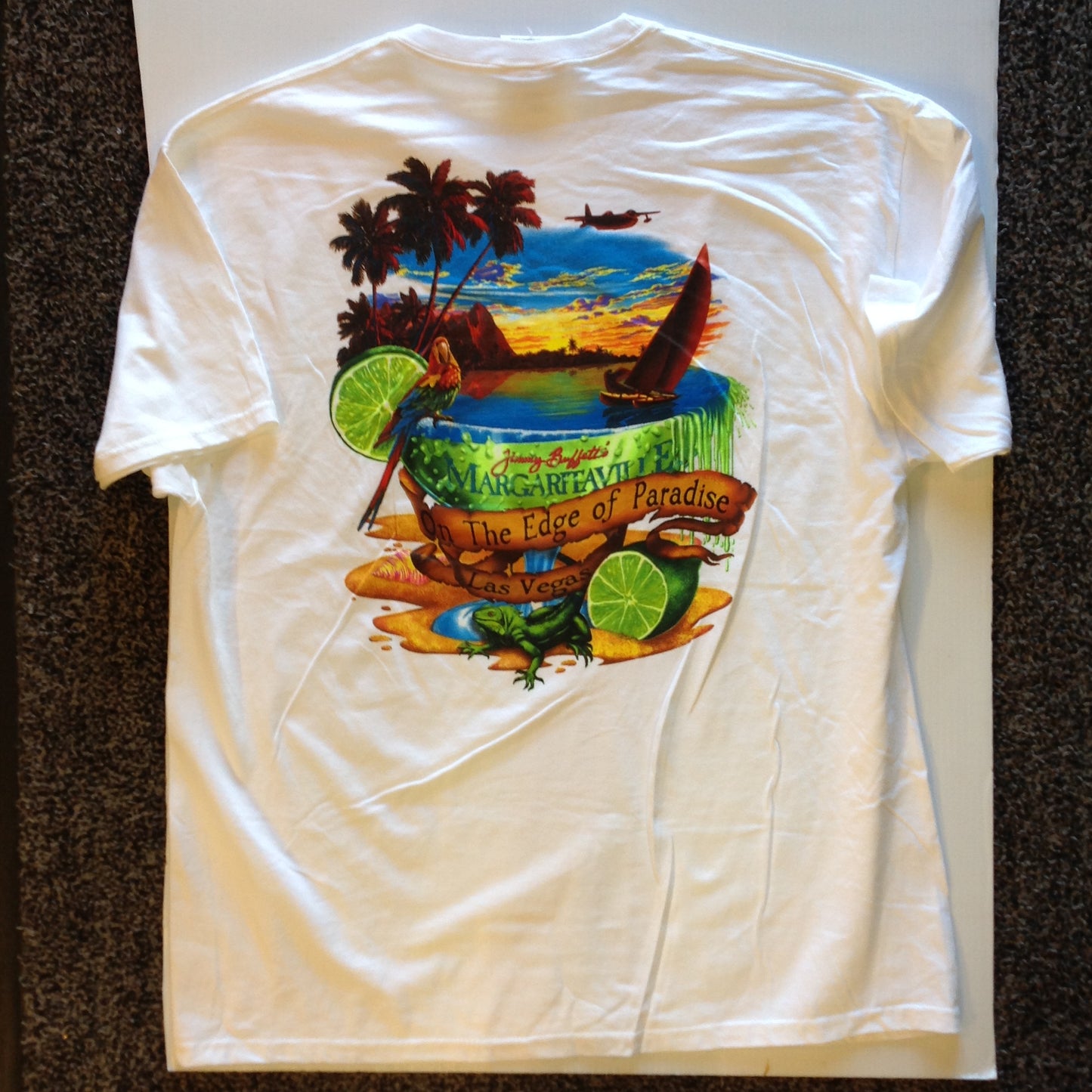 Souvenir Men's XL White Cotton Jimmy Buffet's Margaritaville Las Vegas T-Shirt with Tags