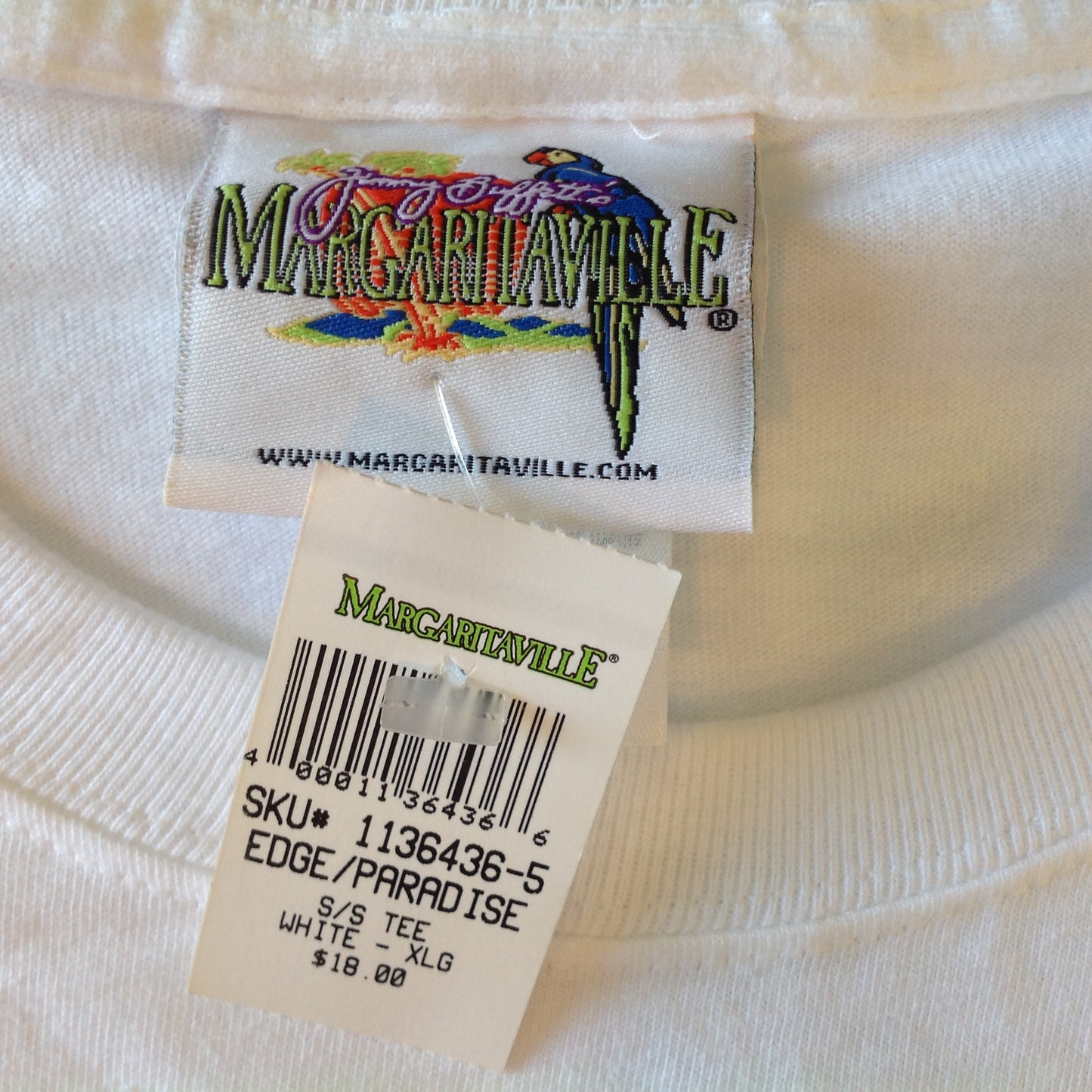 Souvenir Men's XL White Cotton Jimmy Buffet's Margaritaville Las Vegas T-Shirt with Tags