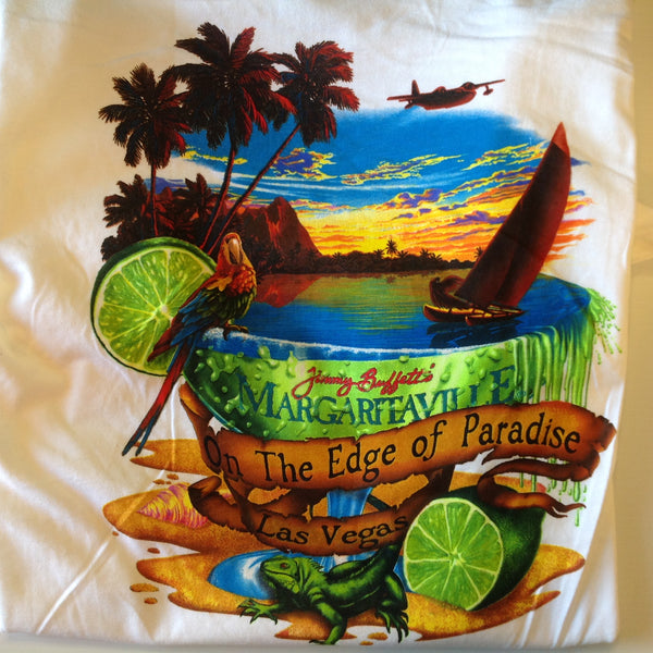 Souvenir Men's XL White Cotton Jimmy Buffet's Margaritaville Las Vegas T-Shirt with Tags
