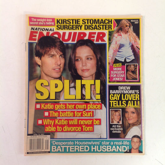 Vintage April 16 2007 NATIONAL ENQUIRER Tom and Katie Drew Barrymore Lesbian Kirstie Alley