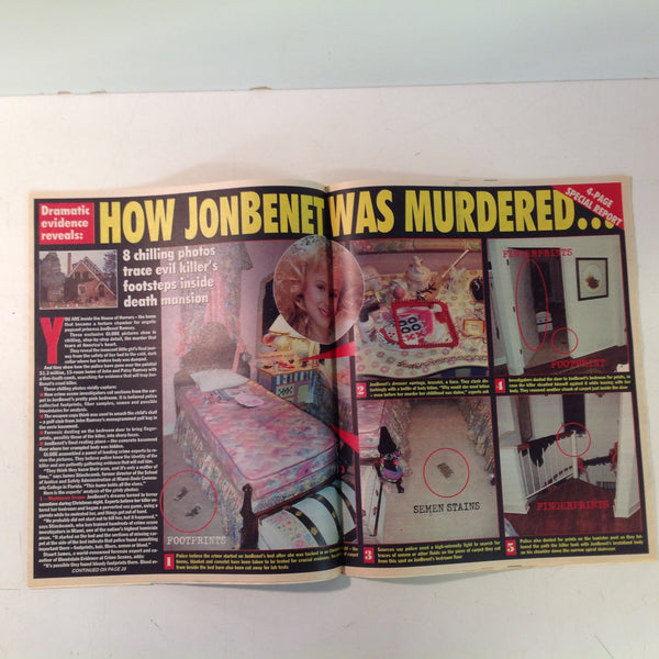 Vintage Mar 18 1997 GLOBE Bald Liz Taylor JonBenet Murder House Lisa Marie Jacko Baby Drama