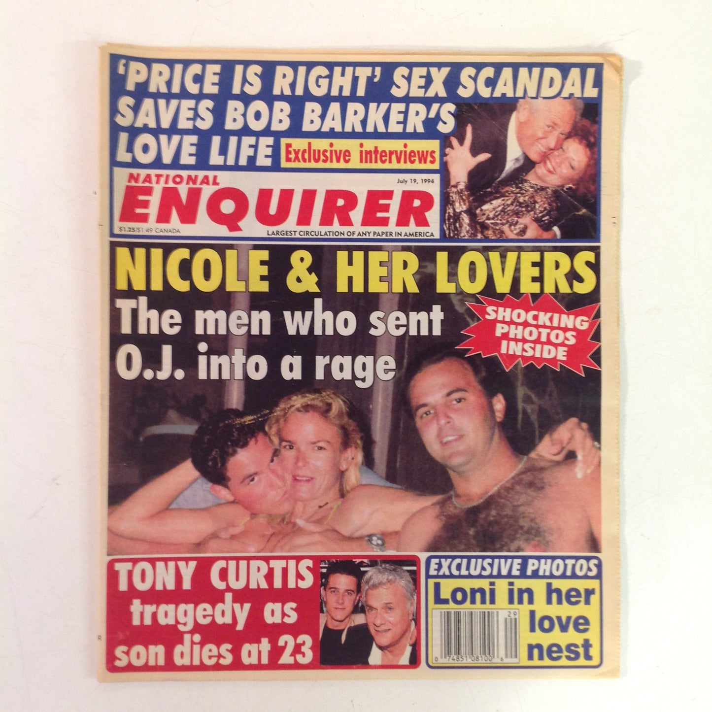 Vintage July 19 1994 NATIONAL ENQUIRER Bob Barker Sex Scandal Nicole Simpson's Lovers Tony Curtis Tragedy