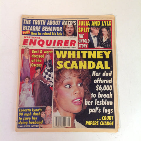 Vintage April 11 1995 NATIONAL ENQUIRER Whitney Houston Scandal Julia Roberts Lyle Lovett Oscars Dressed