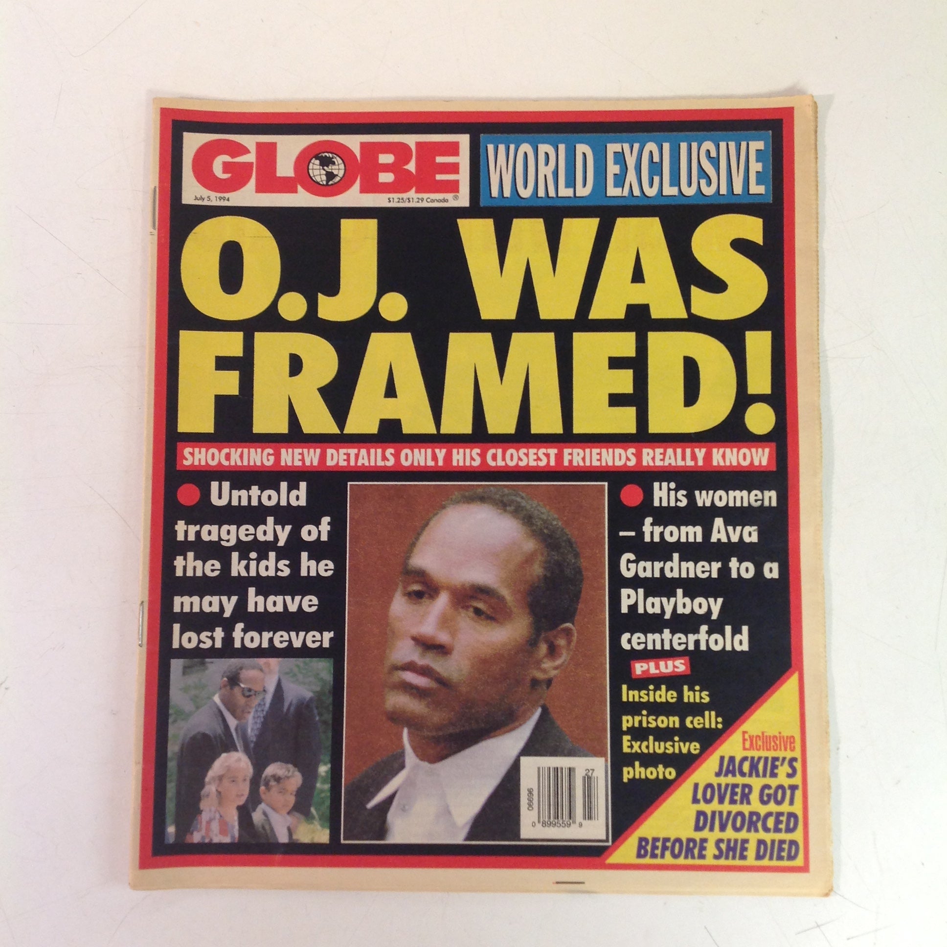 Vintage July 5 1994 GLOBE World Exclusive OJ Was Framed Shocking New Details