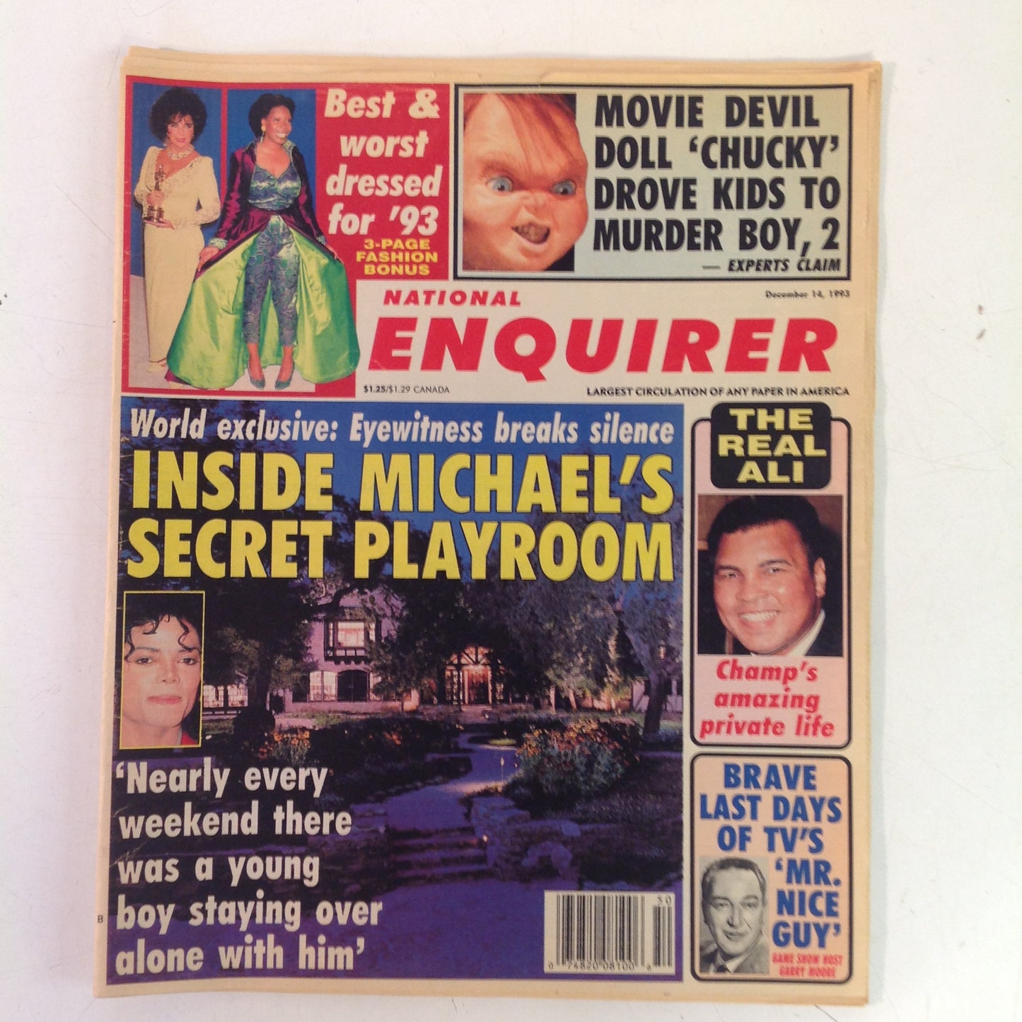 Vintage Dec 14 1993 NATIONAL ENQUIRER Michael Jackson Secret Playroom Young Boys Best Worst Dressed 93 Real Ali