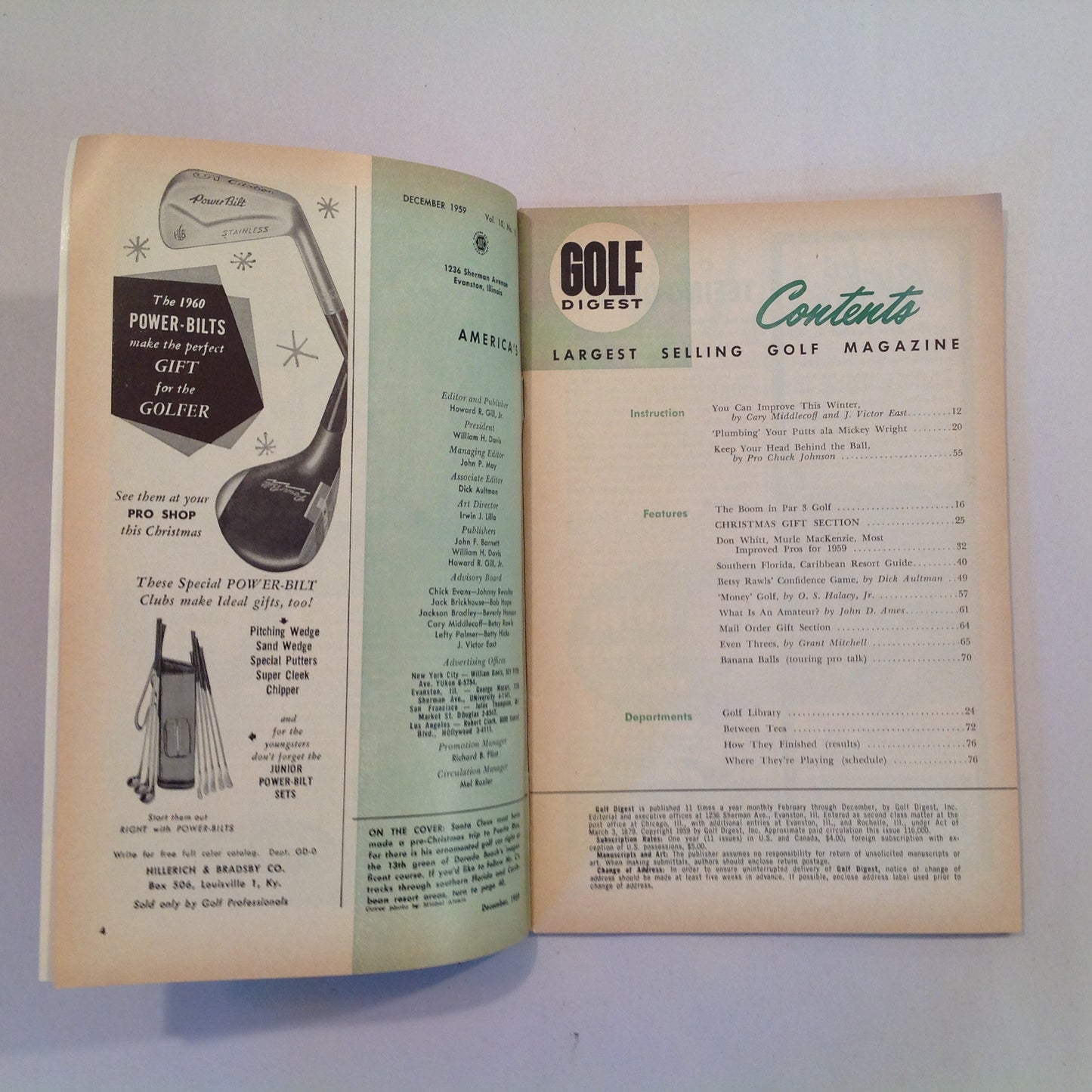 Vintage December 1959 GOLF DIGEST Magazine Christmas Gifts Most Improved Winter Play