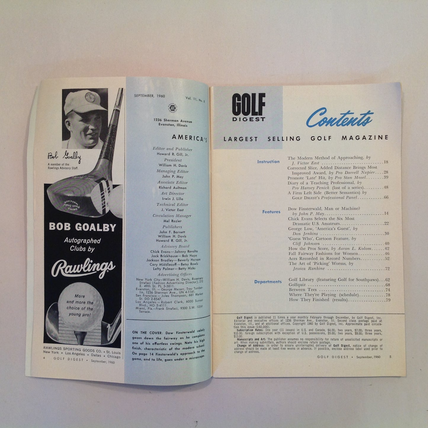 Vintage September 1960 GOLF DIGEST Magazine Dow Finsterwald Chick Evans US Amateur
