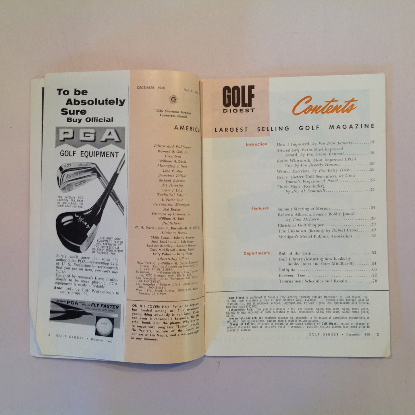 Vintage December 1960 GOLF DIGEST Magazine Christmas Golf Gifts Michigan Publinx