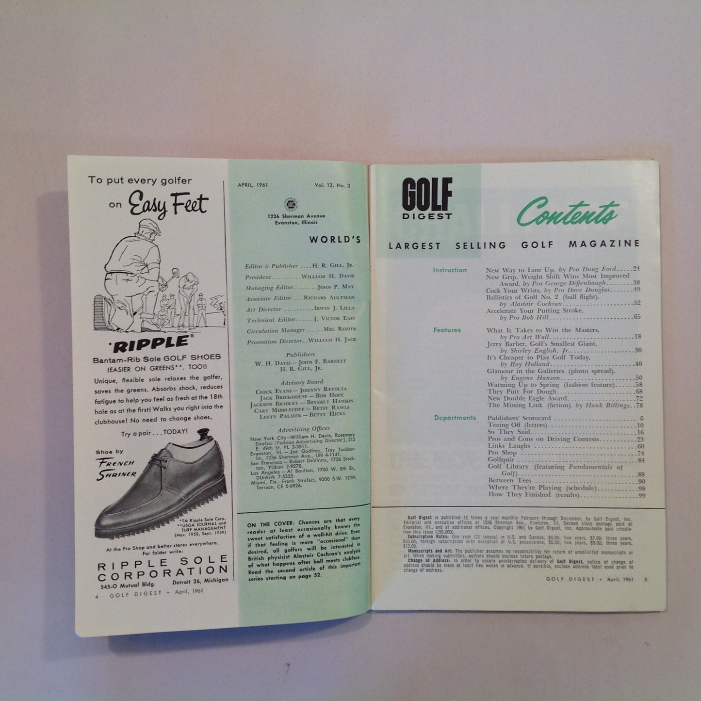 Vintage April 1961 GOLF DIGEST Magazine How to Line Up Doug Ford