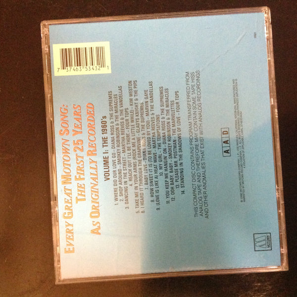 CD Every Great Motown Song: The First 25 Years VOlume Vol. 1 Detroit Various Artists 3746353432 Diana Ross Smokey Robinson Vandellas Four Tops Temptations