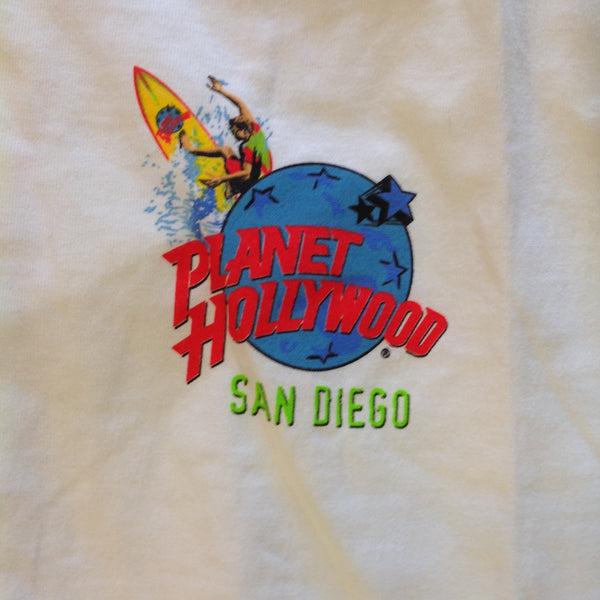 Vintage 1998 Men's XL White Cotton Short Sleeve Authentic Souvenir Planet Hollywood San Diego T-Shirt with Tags