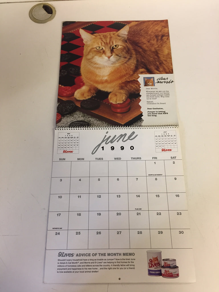 Vintage 1990 DEAN MORRIS CALENDAR Morris The Cat 9LIVES ADVERTISING