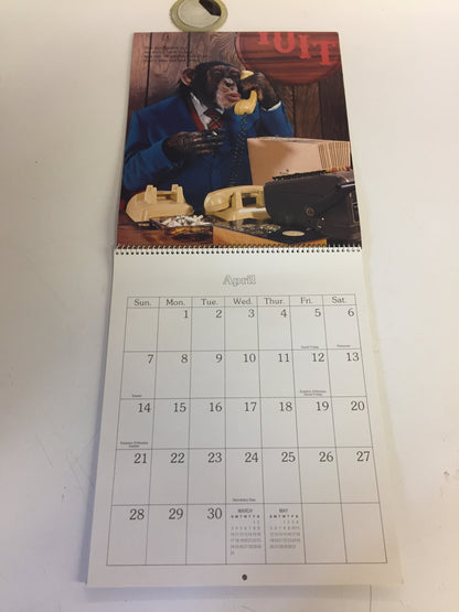 Vintage 1985 Executive Calendar Monkey Posing Gibson Greeting Cards