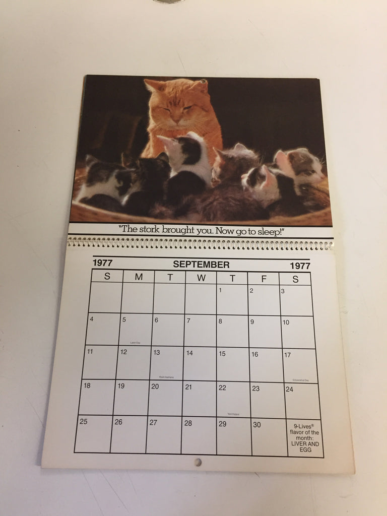 Vintage 1977 9Lives Presents THE MORRIS CALENDAR Morris The Cat Time